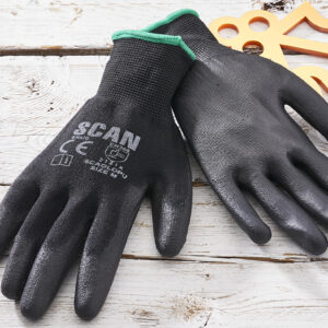Scan Black PU Gloves Pack of 10